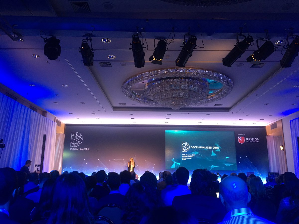 ADedopoulou's tweet photo. Keynote speech by the amazing @EvaKaili! We are all very proud of you @EvaKaili for your achievements and for helping Greece to explore the potential of blockchain technology. #blockchain #decentralized18 #decentralizedeu https://t.co/Z5nrch8ott