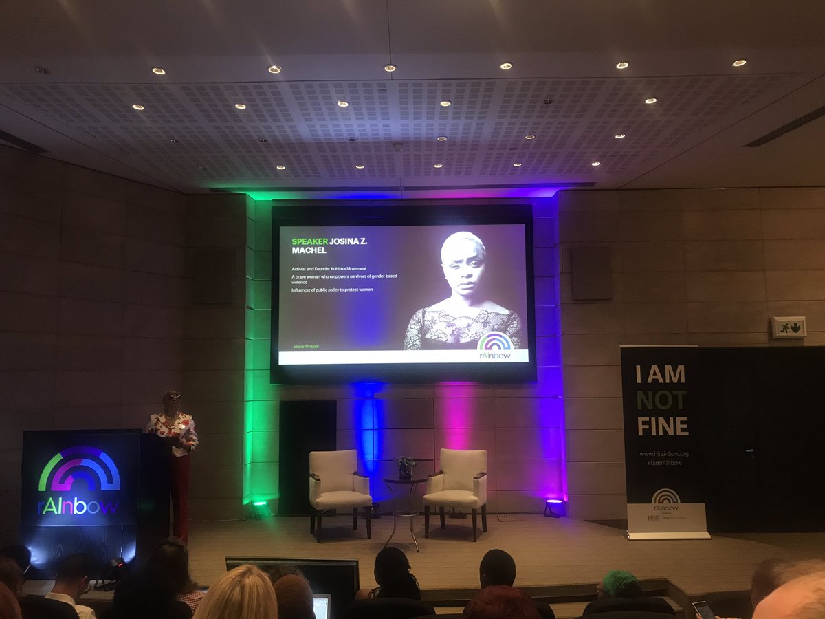 Josina Z Machel delivers a heartbreaking story of her struggle as a survivor of domestic violence. “With a tool like #IamRAinbow women are informed and empowered 24 hours a day” #SageFoundation