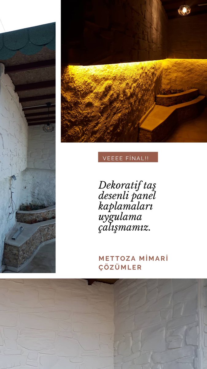 MettozaC's tweet photo. Dekoratif taş desenli panel kaplamaları uygulanmasını yaptığımız Gönülden Hanımın huzur köşesi hazır. Teslimatımızı yaptık. Gözlerindeki mutluluğu görmek ise bizi daha çok mutlu etti. Hayırlı ve güzel anlar bitiktirecekleri daha nice güzel günler dileriz. 😊 #içmimari #dışmimari https://t.co/OYtiN1nOUk