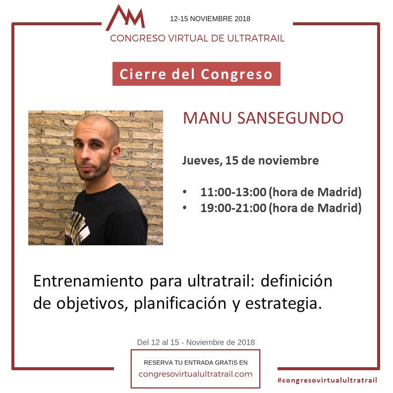 sr_ultramanu's tweet photo. Día 4 y cierre en el #CongresoVirtualUltratrail 
Hoy tenemos dos pases de un workshop en directo sobre entrenamiento de ultratrail ⛰ 
Puedes conseguir tu entrada gratuita en: https://t.co/AJZFV55ZTz https://t.co/bDhZoTDroG