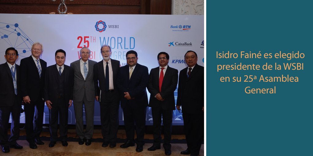 FundlaCaixa's tweet photo. #BuenasNoticias Isidro Fainé, presidente de @FundlaCaixa, es elegido presidente de @WSBI_ESBG en su 25ª Asamblea General destacando la importancia de trabajar por la sostenibilidad económica y social y cumplir con los #ODS. Vía @elpais_economia https://t.co/LFAPeGUaN0 https://t.co/VLSd1bgFVB