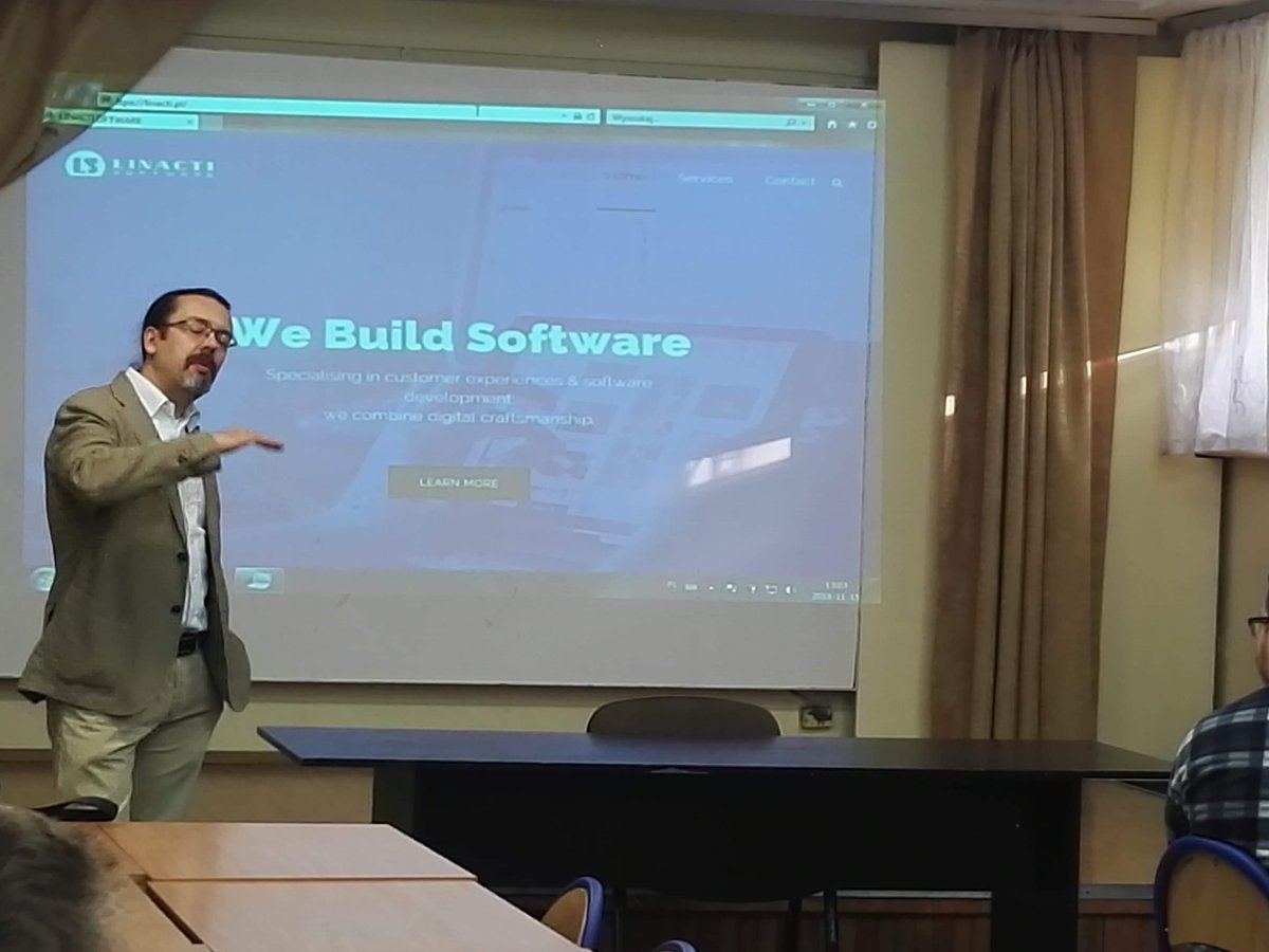 zsikielce's tweet photo. Kolejnym gościem jest Pan Robert Urbańczyk z firmy LINACTI
#webuildsoftware #biznesprzytablicy #ŚWIATOWYTYDZIEŃPRZEDSIĘBIORCZOŚCI #InformatykKielce #Linacti #RobertUrbańczyk #ITPoland https://t.co/XDkiWuG9hB