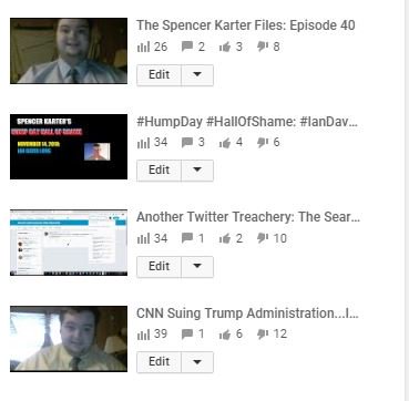 SpencerKarter's tweet photo. To those idiots voted dislikes on my latest #YouTube #Videos including yesterday's #HumpDay #HallOfShame to #IanDavidLong...YOU NEED YOUR HEADS EXAMINED! Bunch of devilish fools! @SusanWojcicki has got to go! #FireSusan or #ResignNow #MakeYouTubeGreatAgain #YouTubeIsOverParty https://t.co/INCRjuupVE