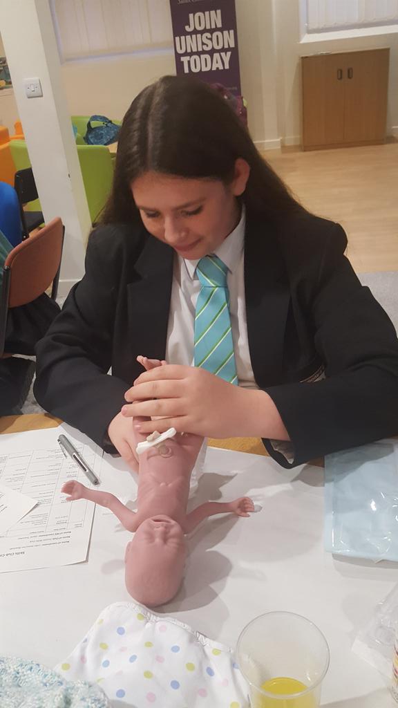 JillDurrant2's tweet photo. The students from Dorothy Stringer and Robert Woodward academy in Lancing attended the second session of the Skills Club yesterday evening. BUSH neonatal staff delivered a interaction  session on caring premature babies.kate Vine from SCFT deliver a session on community nursing https://t.co/htg7lzMxNt