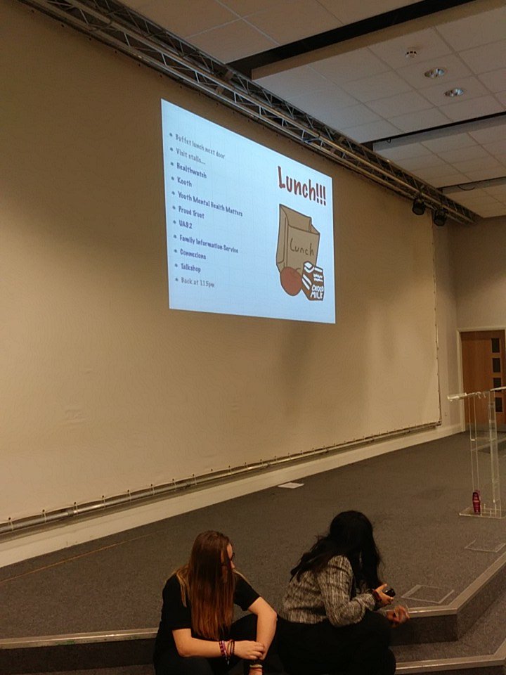 YouthCabinet's tweet photo. Thanks to Talkshop @GHStudiosCC @HealthwatchTraf @TheProudTrust @YouthMHMatters @TraffordFIS @UA92MCR for coming to support our conference #talkyouth 👍😀🙏 https://t.co/Tt3J8JP0I7