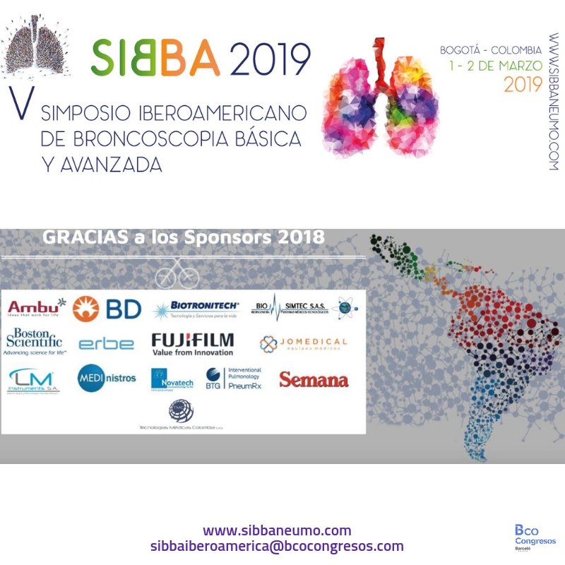 SIBBA_2019's tweet photo. 😉GRACIAS a los Sponsors 2018 que harán posible el V Simposio SIBBA 2019
@SIBBA_2019

📌Lugar: Bogotá, D.C., Colombia
🗓️Fecha: 01- 02 de Marzo 2019
🔗Inscripción: https://t.co/ZceRpOpVnR

#Sibba2019 #pulmon  #neumologo #Bogota #Colombia https://t.co/GVjFu16sse