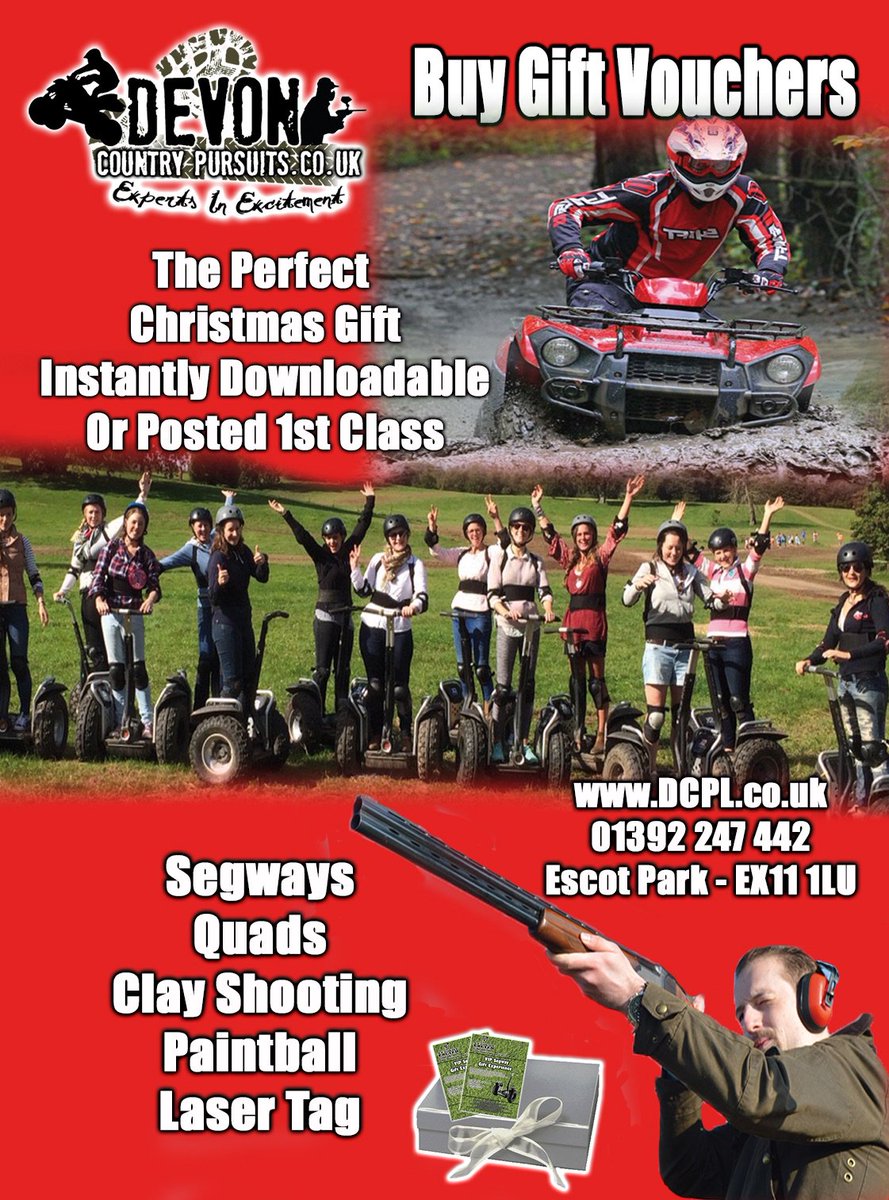 devonactivity's tweet image. Looking for the perfect Xmas Gift? Look no further, Segway, Quad Biking, Axe Throwing, Archery, Clay Shooting + More - Vouchers are a great unique xmas present from £15.. dcpl.co.uk #xmas #devon @EscotHouse @WildwoodEscot