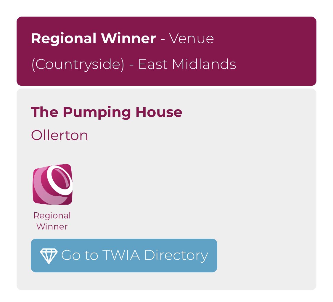 Great win this week for <a href="/ThePumpingHouse/">The Pumping House</a> at <a href="/TWIA_Official/">TWIA</a>. Congratulations to Jo and all of the team for this achievement and they deserve it for all of their hard work since day one. For further information please visit thepumpinghouse.com or email info@thepumpinghouse.com