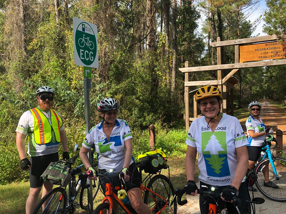 ECGreenway's tweet photo. For all East Coast Greenway friends suffering the early cold and precipitation further north, we're sorry, from the bottom of our hearts along the Greenway in Georgia and Florida this week. #WAY18 #biketouring https://t.co/4E4HklzkO7