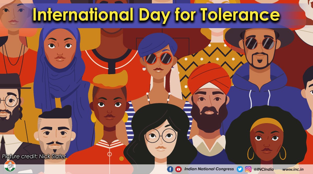 INCIndia's tweet photo. International Day for Tolerance is observed to bring to light the dangers of intolerance. As a nation we must strive to accept all Indians no matter creed or caste &amp; end all forms of discrimination. https://t.co/Jmb74QuoRH