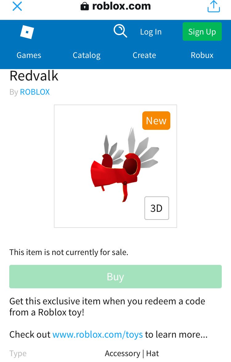Roblox Red Valk Toy Code For Sale