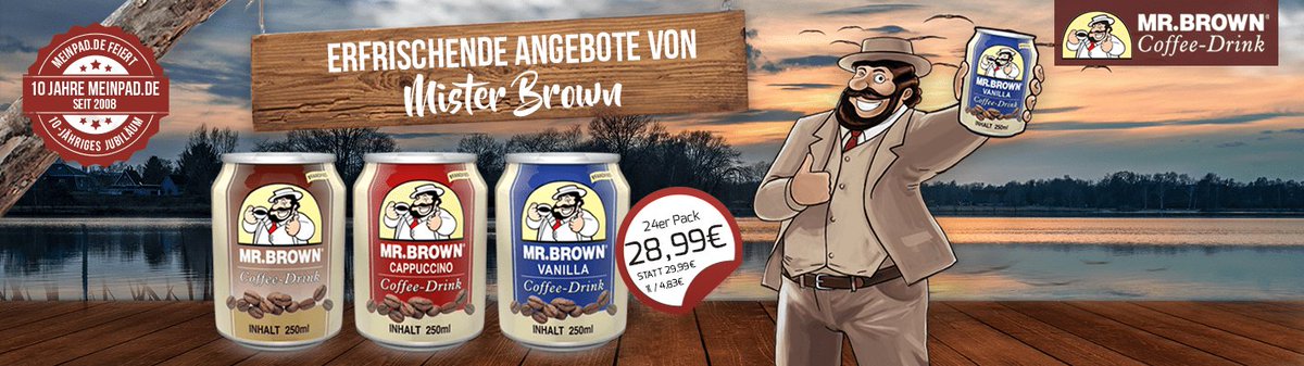meinpad's tweet photo. Wir haben die leckeren Coffee-Drinks von Mr. Brown im Angebot! Ihr  bekommt 24 Dosen jetzt für 28,99€ und könnt zwischen 3 Sorten wählen 🤗
Hier gehts zu dem Angebot: https://t.co/WSS7Z1lWi5

Besucht uns auf https://t.co/ehjg0yH6LK 
Wir freuen uns auf euch!
Euer meinpad-team 🔝 https://t.co/d7gVAPZYcy