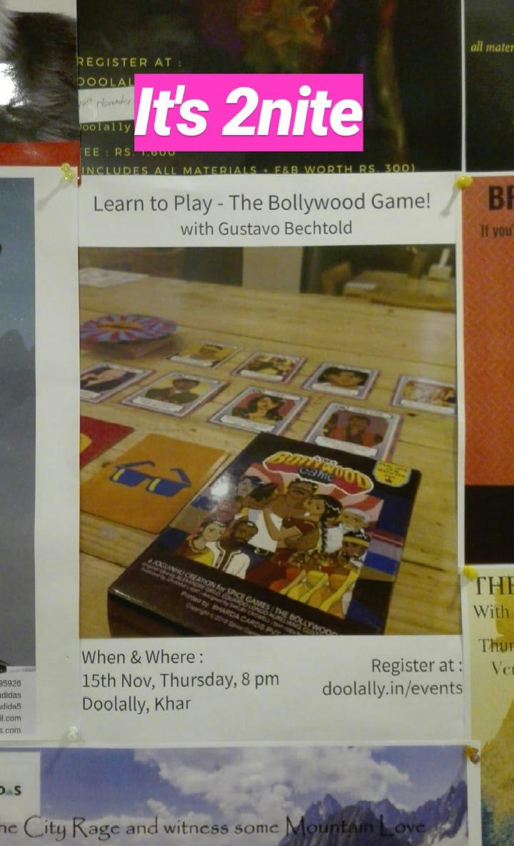 joguinhu's tweet photo. #TheBollywoodGame demo session tonight at @godoolally Khar, 8pm onwards - see you https://t.co/HkRvPV4gr5