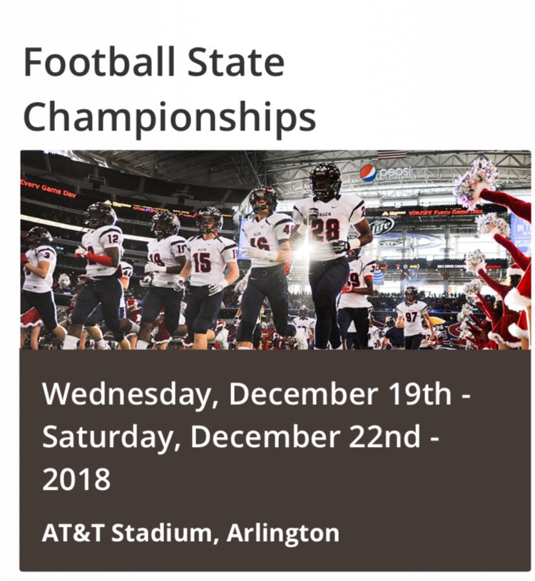 Best wishes to all that have set that goal to be part of this great week in December as we begin the 2018 State Playoffs tonight!
#texashighschoolfootball
