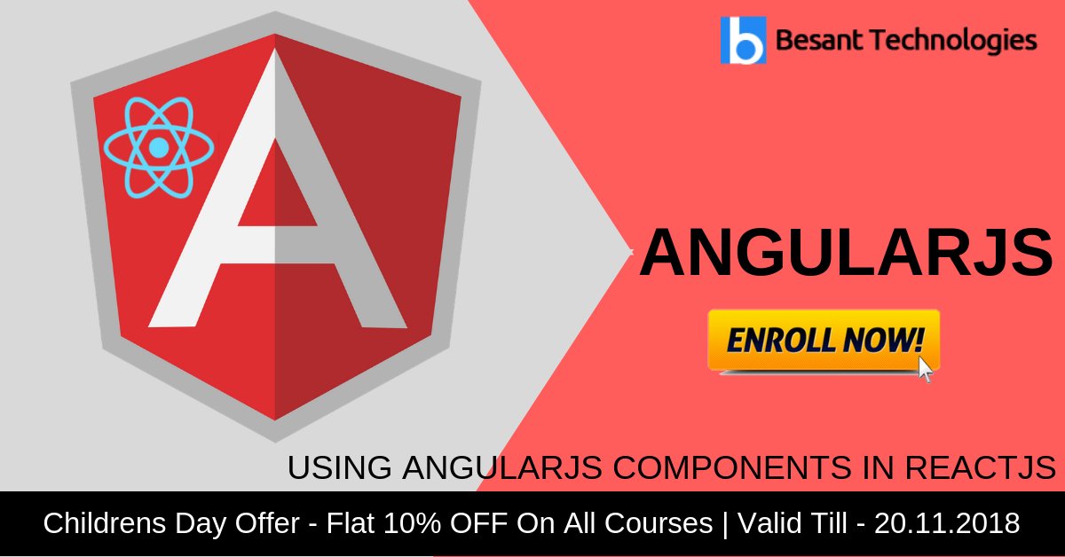 besanttech's tweet image. ENROLL NOW: bit.ly/2M6xwkp
The React.js library can be used as a view component in web applications. ngReact is an Angular module that
CALL NOW: 7337837826
allows React Components to be used in AngularJS applications
#ANGULARJS2 #ANGULARJS4 #ANGULARJSTRAINING