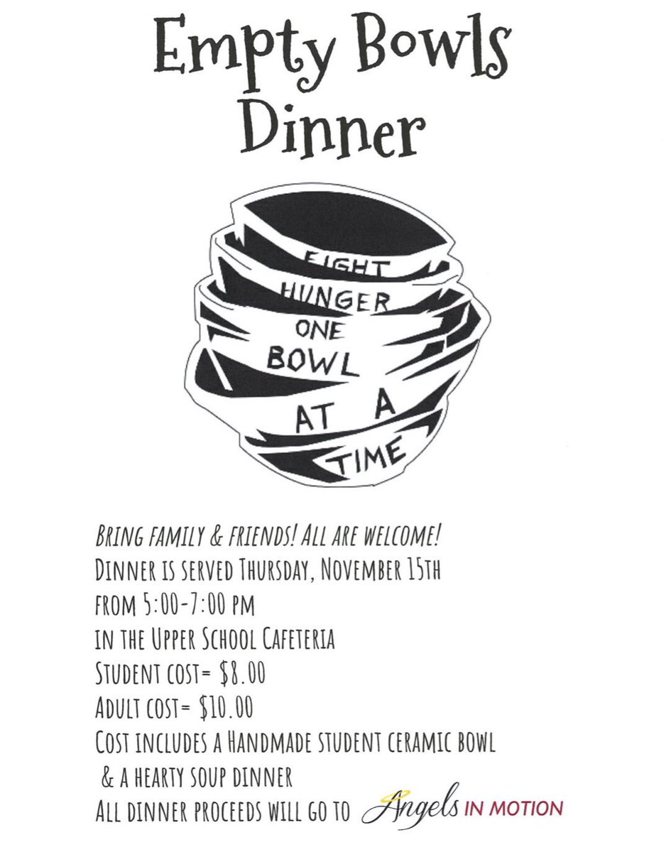 specialareateam's tweet photo. Tonight is our Empty Bowls Night! Come out and support a great cause! @paradigmschools https://t.co/xcjYN2E1Dk