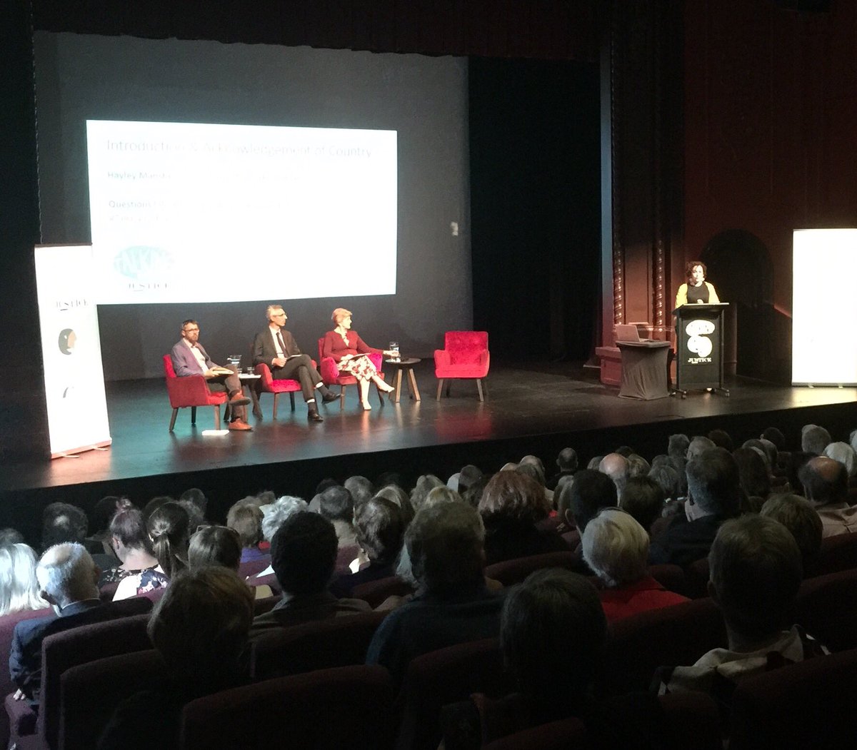 Such a privilege to hear <a href="/GillianTriggs/">Gillian Triggs</a> talk - speaking truth to power and the importance this plays in protecting our diverse, multicultural democracy. #TalkingJustice #RegionalVic
