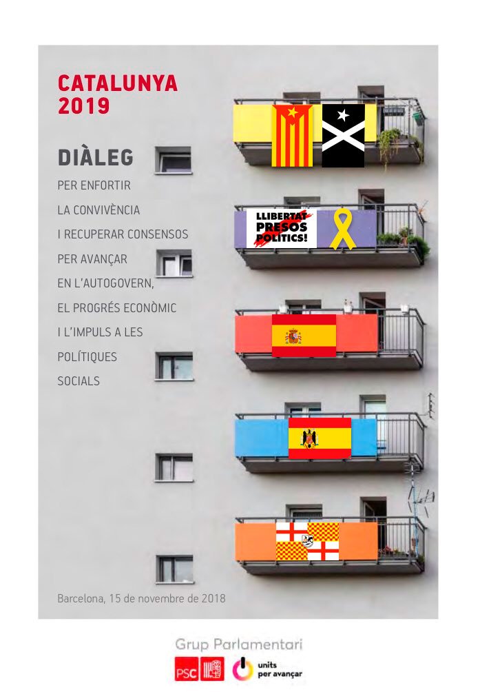 M'encanta el nou cartell del PSC sobre el dialeg. Un aplaudiment pels publicistes que han fet d'aquesta metáfora, una oda a la convivencia y a la neutralitat de l'espai public. He fet uns ajustos per fer-lo mes precís.