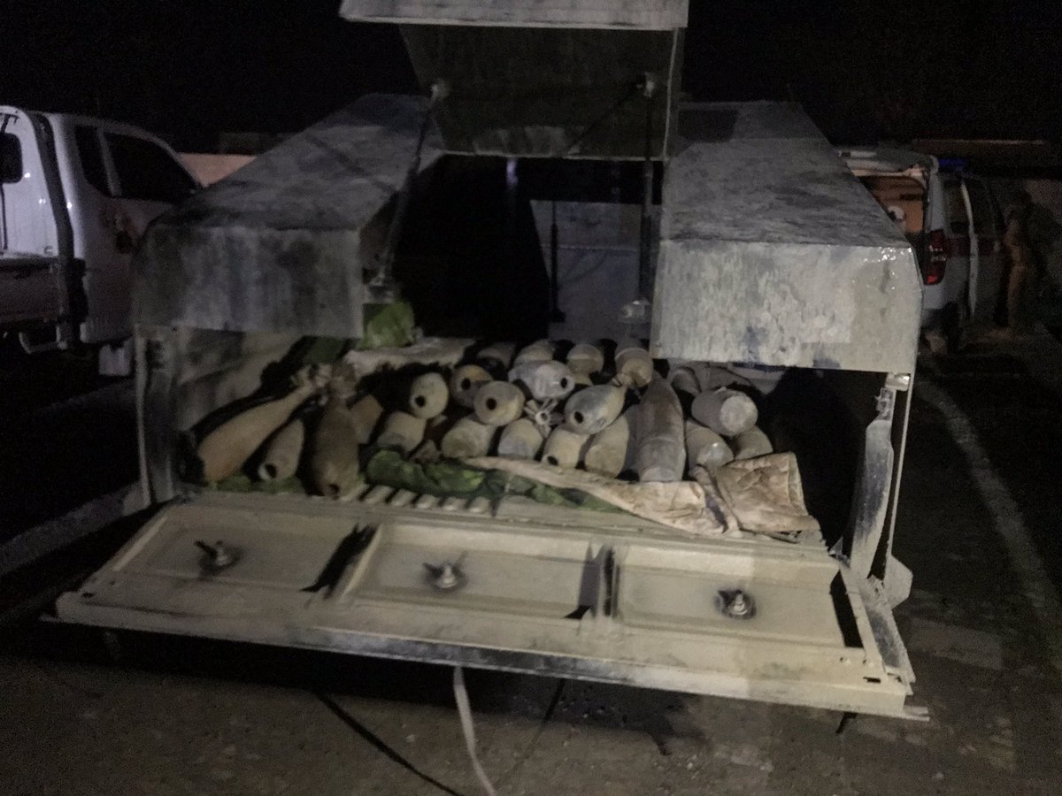 Mahmodshikhibra's tweet photo. Last night #Asaysh of #Busayrah #dier_ezzor  informed for some #mines at #Abu_hammam #elementary school, they detected eight ready to explode #EID. During searching they came across an #Isis warehouse of #mortar #shells, #hajin #syria #sdf https://t.co/NiGuJB0ij1