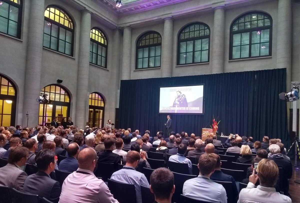AxlSgd's tweet photo. "Brace yourselves blockchain winter is coming" #SAPOutsidetheblock @SAP_Berlin https://t.co/d61j4R0T66