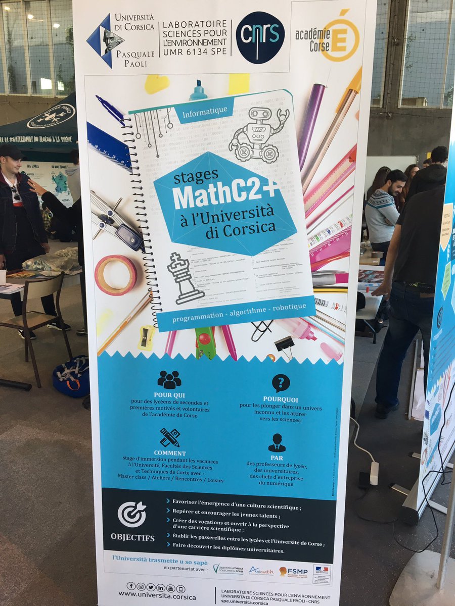 pabisgambiglia's tweet image. Présentation des stages #mathc2+ à la fête de la science c’est aussi sur le stand du département informatique @UnivCorse @cnrs @accorse #animath
