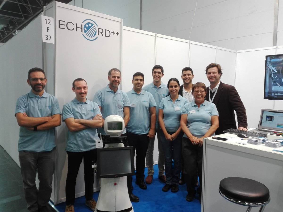 echordplusplus's tweet photo. Last day of #MEDICA2018. The ECHORD++ team is waiting for you in Hall 12/F37.  ...because we care!  #echordplusplus #robotics #medicalrobotics https://t.co/uro6RkUfi6