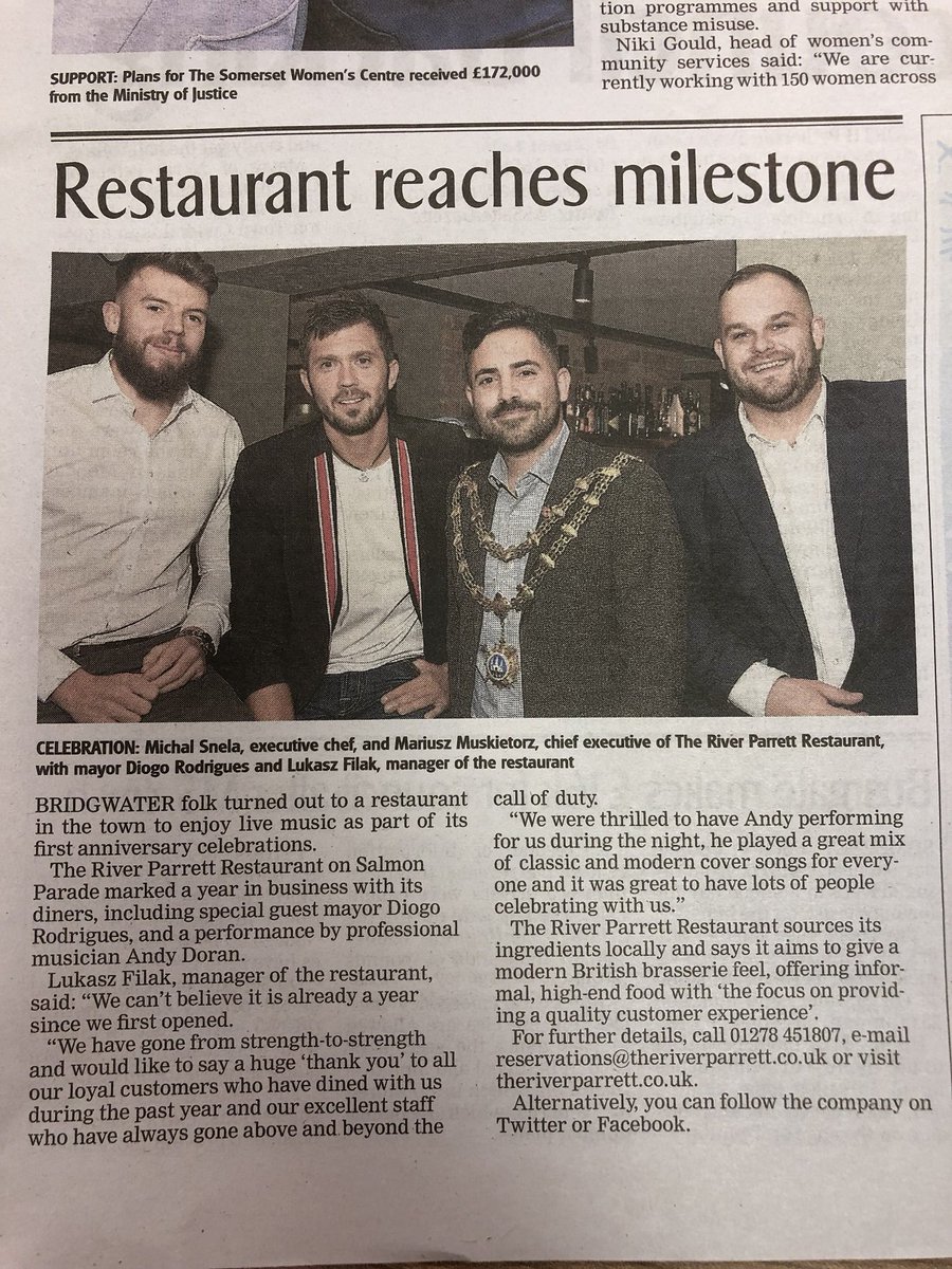 Great coverage of our #anniversary celebrations on page 5 of this week’s <a href="/BWMercury/">Bridgwater Mercury</a> – thank you! <a href="/Townmayor/">Bridgwater Mayor</a>