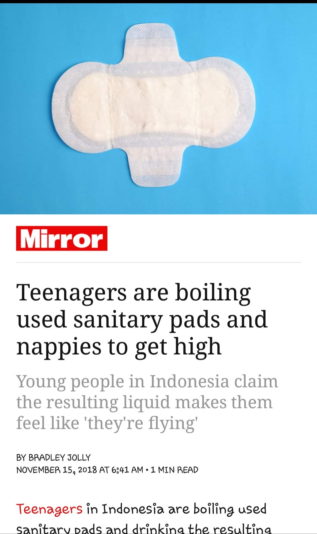 Teens Boiling Used Tampons to Get High - Indonesian Teens are