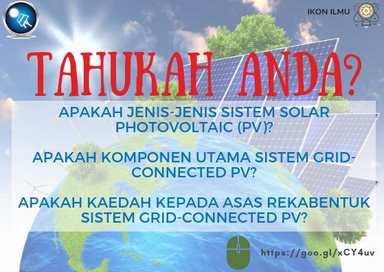 Quyyum84's tweet photo. Tahukah anda?
Apakah jenis2 sistem solar PV?
Apakah komponen utama sistem GCPV?
Apakah kaedah asas rekabentuk sistem GCPV?
Sila rujuk https://t.co/h6Y1vlLuov
#tahukahanda
#ckeberprestasitinggi
@HajShuib @MegatZuhairy @JKRElektrik @JKRMalaysia @YaakobALatifCKE @haizanhussein https://t.co/H36Z5Ugms0