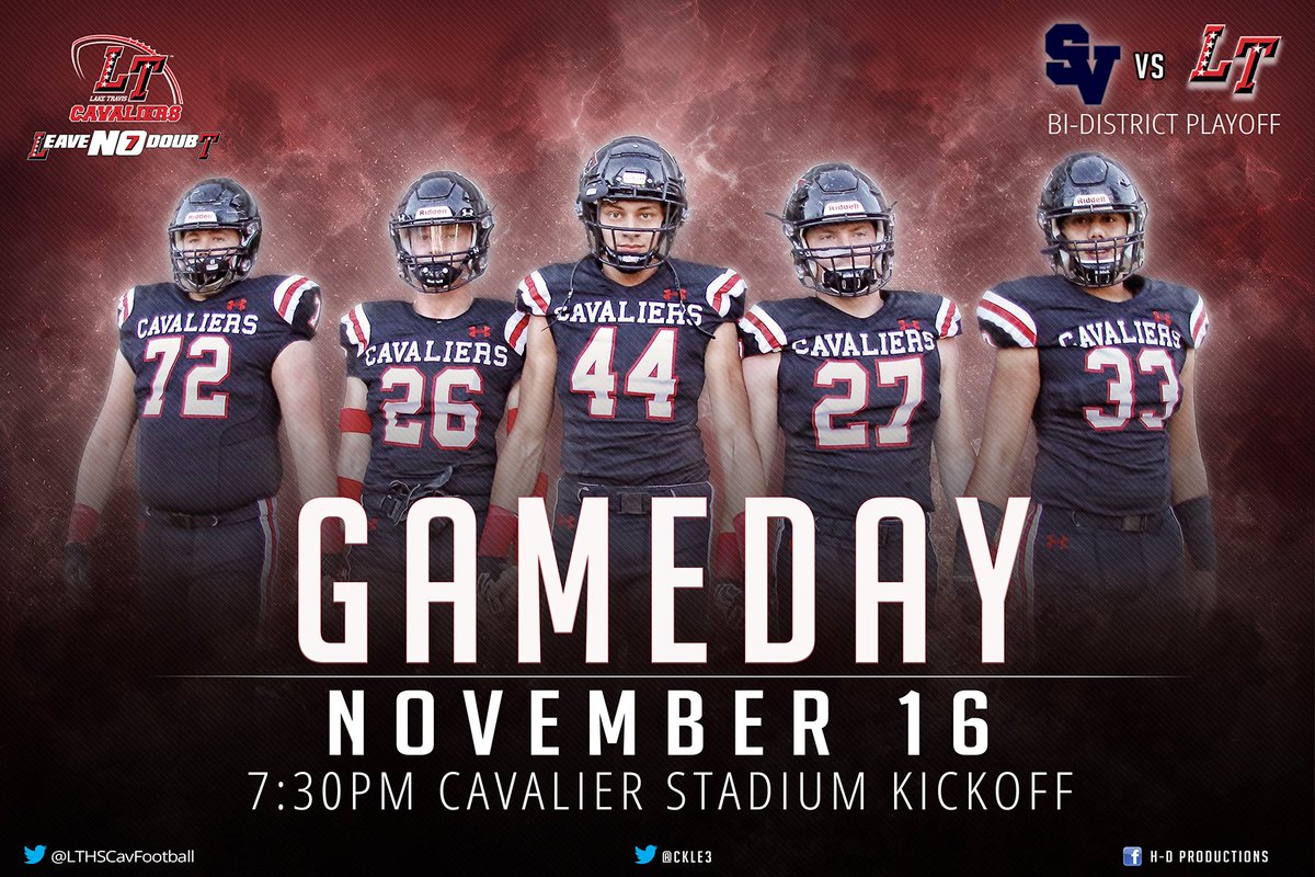 ckle3's tweet photo. GameDay Lake Travis Football Vs S.V. 6A D1 Bi-District Playoff 11/16/18 @ Cavalier Stadium. @LTHSCavFootball @ltisdschools @LakeTravisHS @laketravisview @shelia_parodi @coachjacobs2 @CoachHankCarter @txhsfbgameday @bwpmanATX @SV_Rangers https://t.co/7GzZnzHM9e