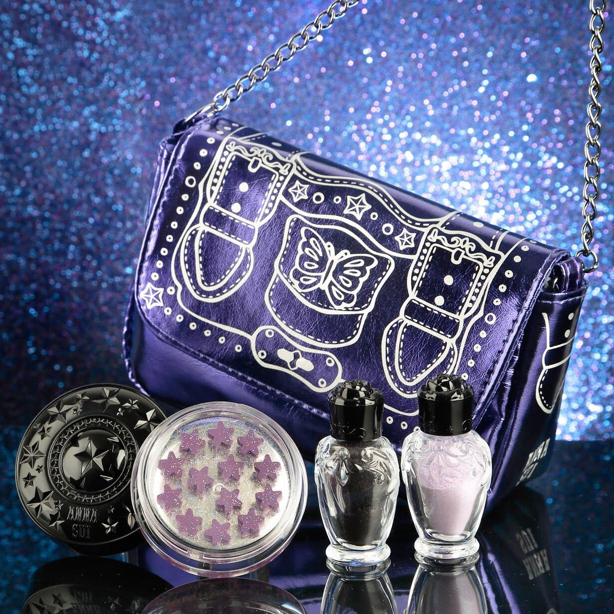 Anna Sui Cosmetics בטוויטר パープルカラーの ポーチ には ダークなカラーが映えるスターダストが煌めく仕上がりの カラーパウダー と ほんのりラメが輝いてピンクに発色する ティントタイプ の グロス メイクアップコフレ 02 アナスイ Annasui