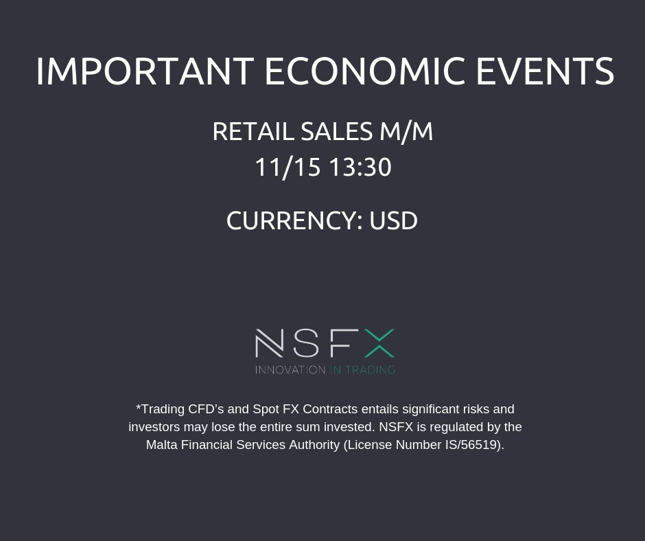 NSFX_Trading's tweet photo. IMPORTANT ECONOMIC EVENTS: Retail Sales m/m. 11/15/2018 13:30. CURRENCY USD. https://t.co/hEHINbX8MW  #CFD #ECN #finance #economy #innovation #market $earn #trading #traders #NSFX #currency #MT4 #daytrading #FXsignals #RT #FX #News. https://t.co/aE1gX6wU91