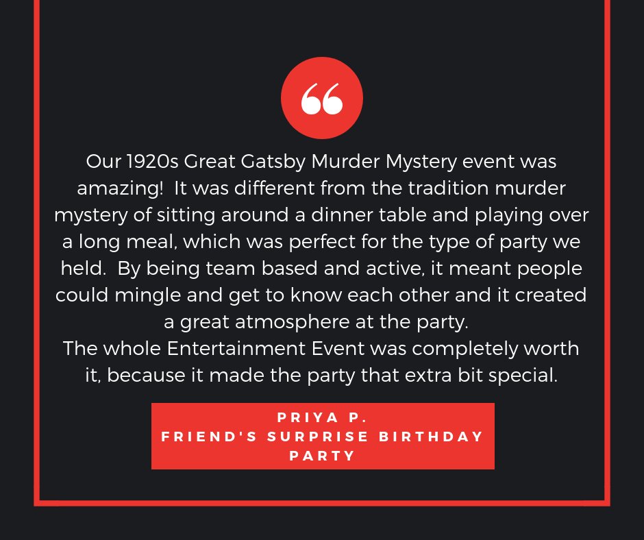 applause_ent's tweet photo. The team-based and individually-based games are different - and can give you different results depending on your guest list! Get in touch with us to find out which Murder Mystery playing style is best suited for you. #ApplauseEnt https://t.co/WEQgkLyaXf