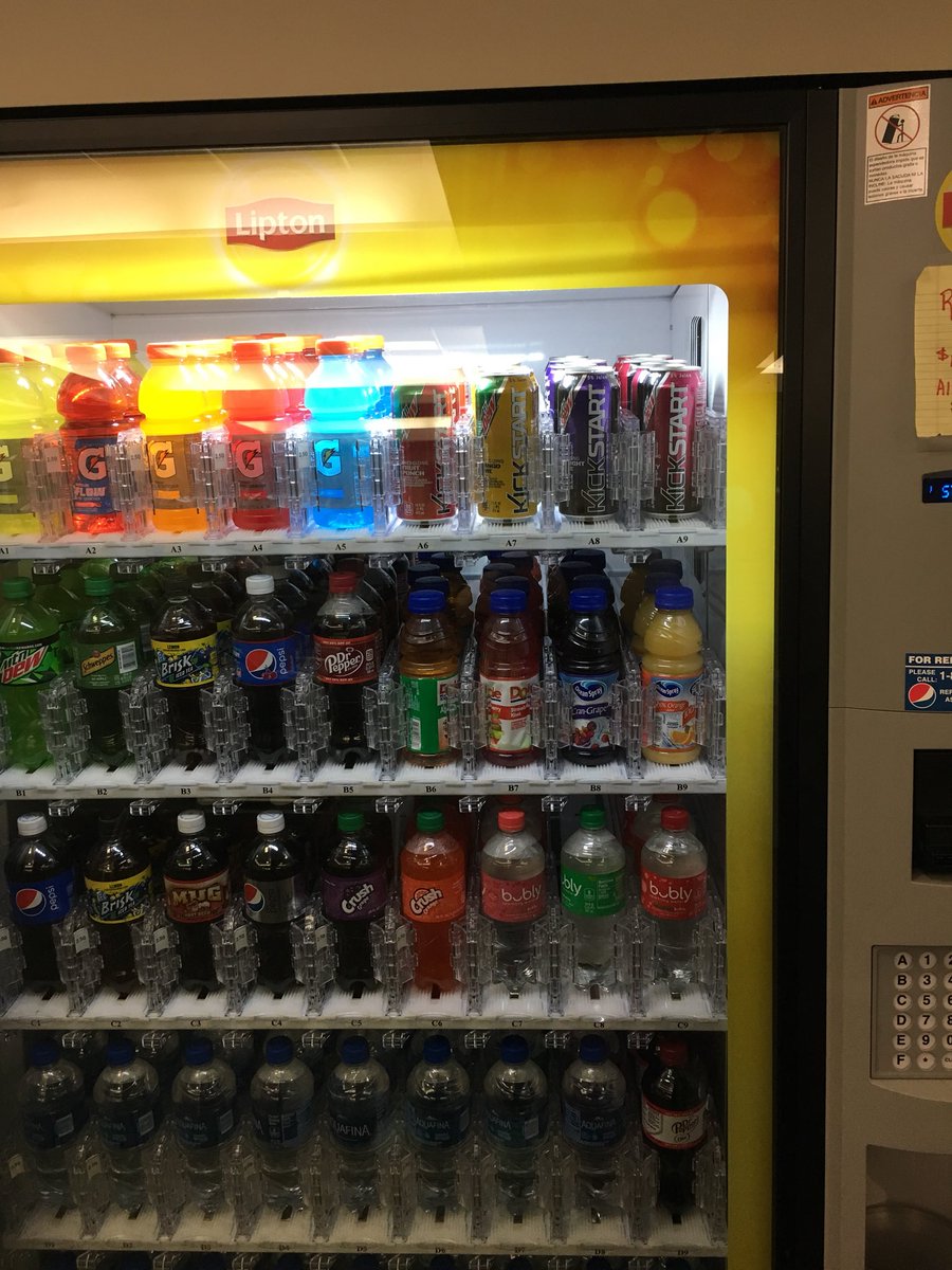 barbarasoderlin's tweet photo. Good morning from an airport where it is 4:30 a.m. and the only caffeine is the KickStart in this vending machine #FlyITH 😱 https://t.co/oPxB4yoZhE