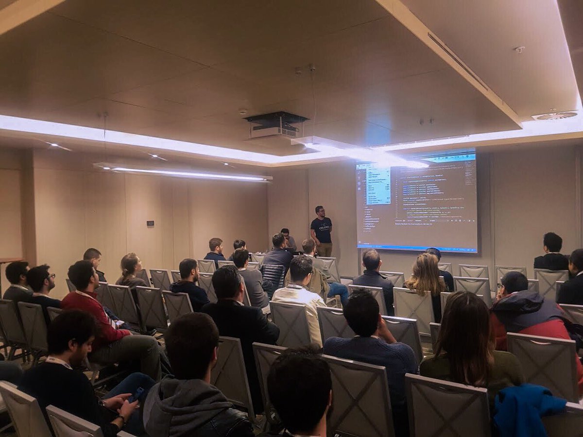 ColendiApp's tweet photo. Colendi CTO @erbileren at @webrazzi #developer18 doing workshop on dApp and blockchain technology.
-
-
#blockchain #ethereum #colenditoken #DApp #unbanked #fintech #news #technology #app #score #creditscore #colendi 
#webrazzi #webrazzideveloper https://t.co/NJJSm1UqDt