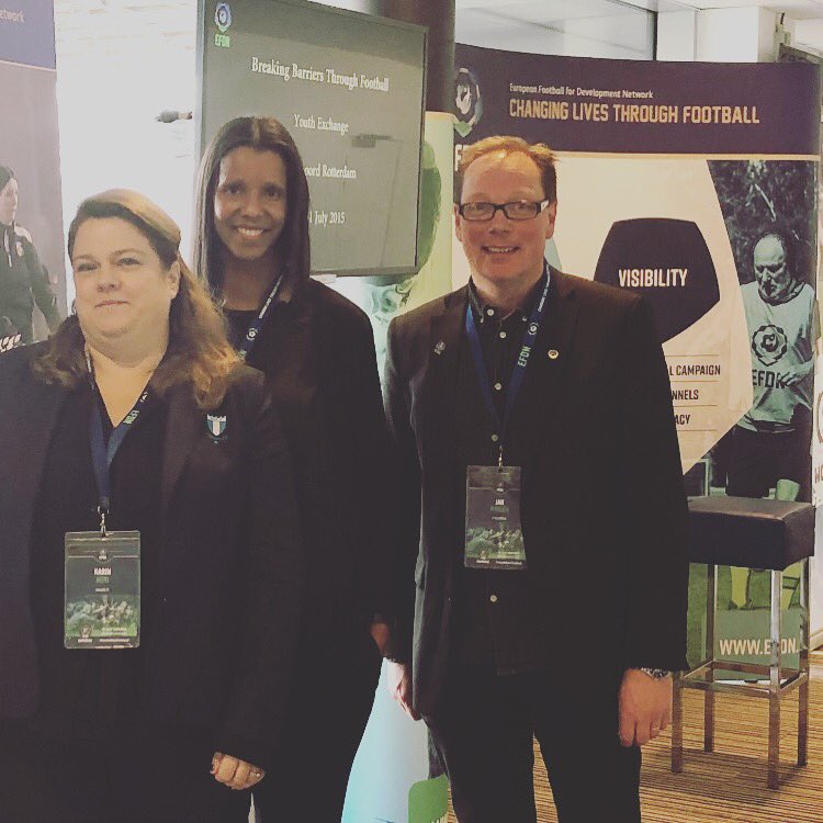 SEF_Elitfotboll's tweet photo. Just nu pågår en konferens med European Football for Development Network (EFDN) i Belgien. Beatrice Clarke, CSR Manager på SEF och Karin Heri, Nationell samordnare På SEF är på plats tillsammans med Jan Ryrlén, Verksamhetsansvarig Vi Tillsammans i IF Elfsborg. https://t.co/aDF0WOcmMl
