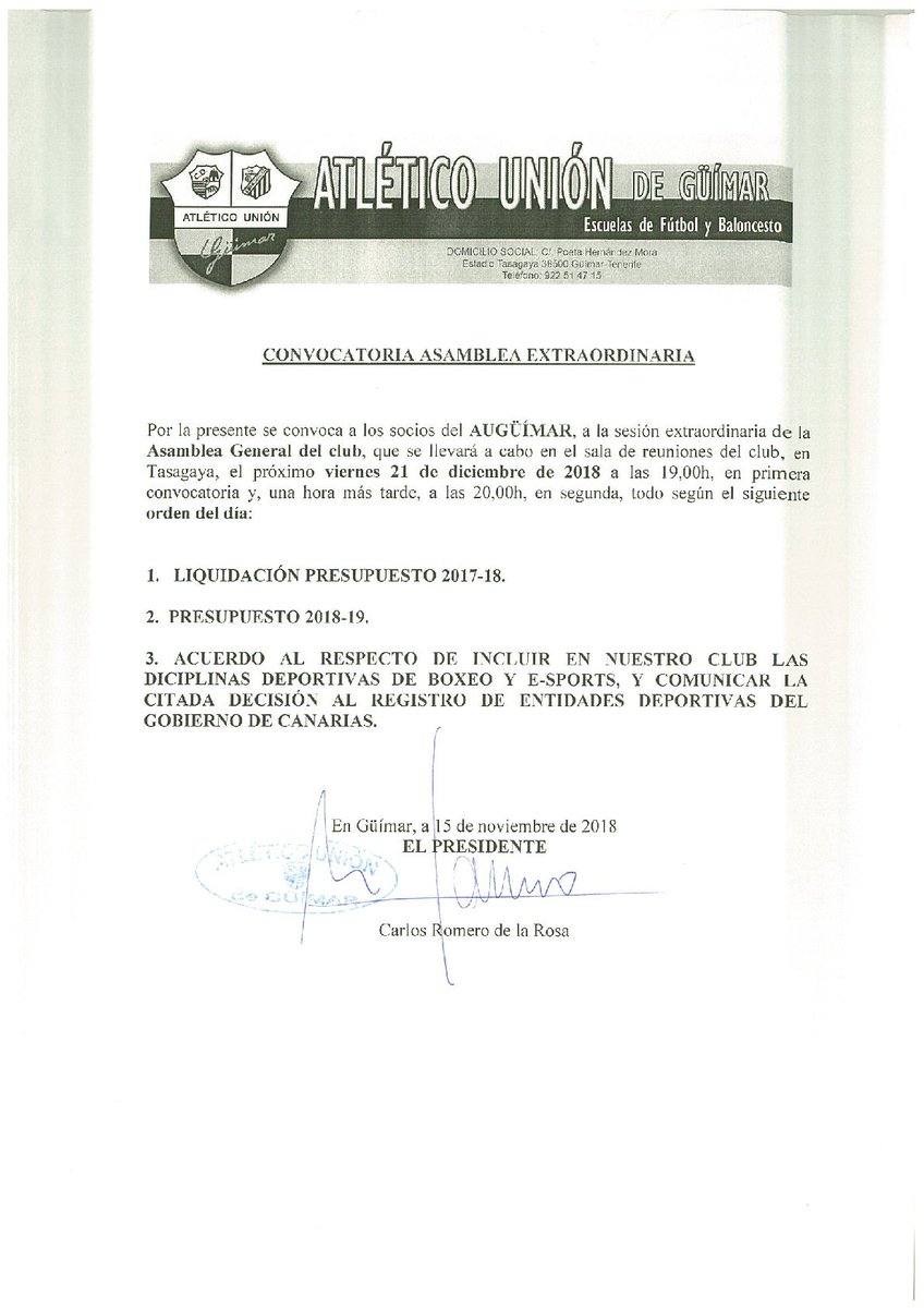 CONVOCATORIA ASAMBLEA EXTRAORDINARIA