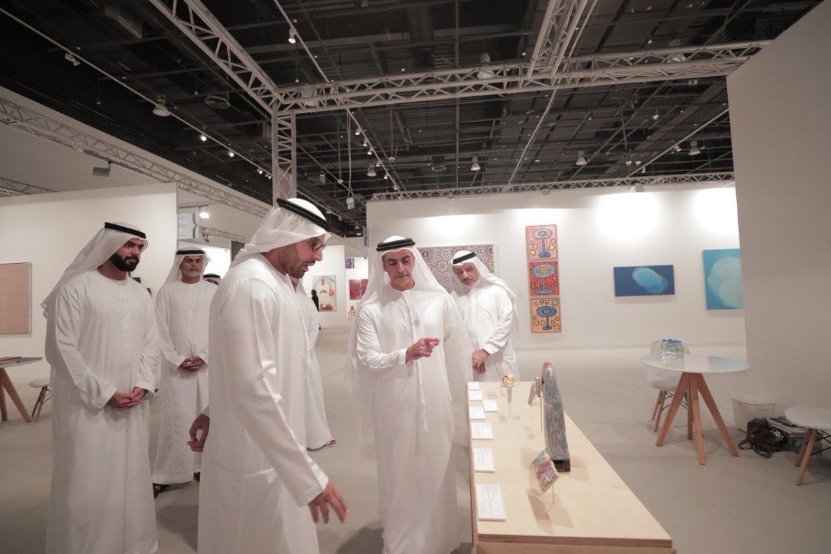 AbuDhabiArt's tweet photo. Lt. General HH Sheikh Saif bin Zayed Al Nahyan, Deputy Prime Minister and Minister of Interior, UAE, visits Abu Dhabi Art, and takes a tour at the various artworks on display from renowned galleries. https://t.co/nMadCUBDpi