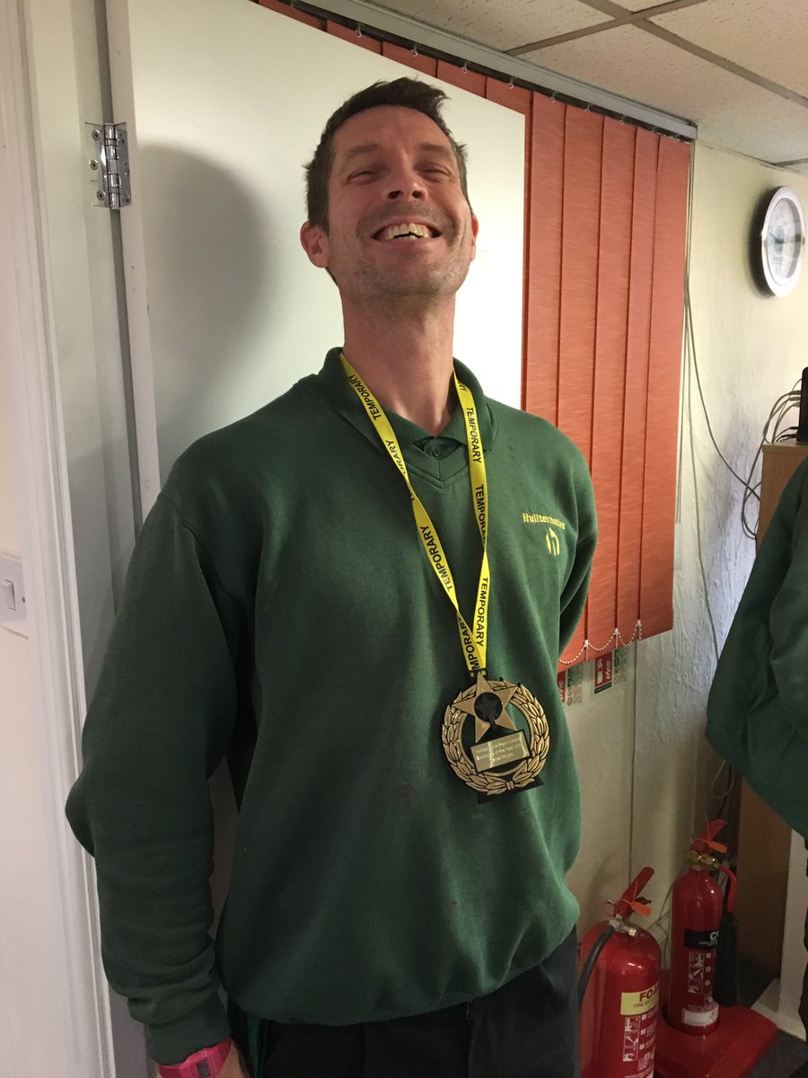 Our serviceman Dan is definitely embracing his employee of the year status. #pestcontrol #employeeoftheyear