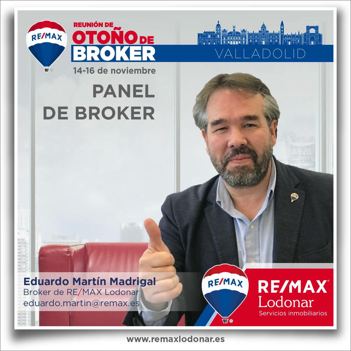 remaxlodonar's tweet photo. #RB18 ➡️ 3 días intensos de sinergia y formación.
Es todo un orgullo y satisfacción para #RemaxLodonar, que nuestro #Broker @emartinmad, haya sido designado para participar en el Panel de Broker de la reunión de Otoño que se celebra en #Valladolid
#VALORESREMAX #BrokerTop https://t.co/SGlqVUDmpE