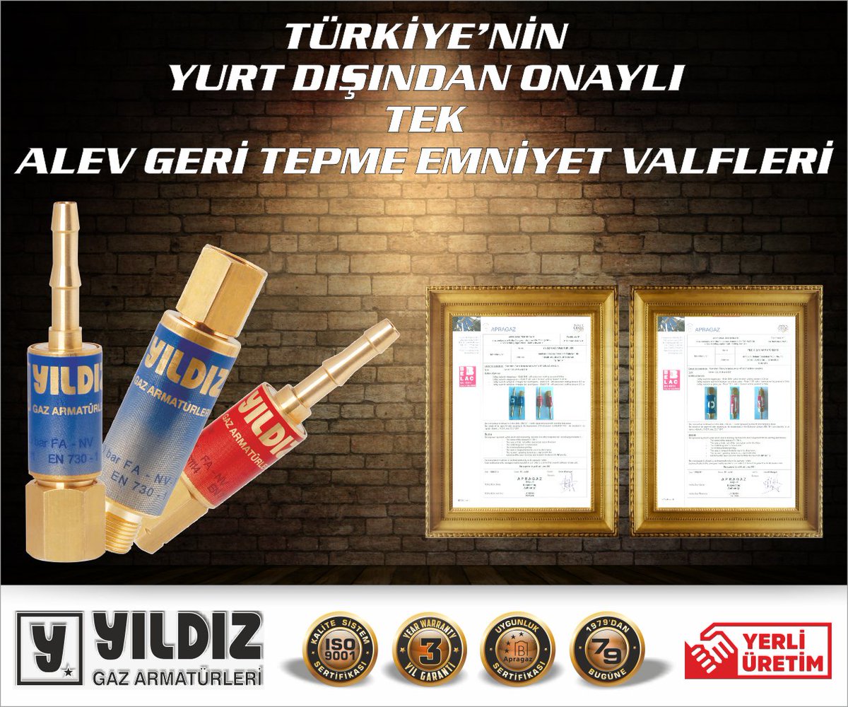 YldzGaz's tweet photo. Yıldız flashback arrestors are the first and only internationally registered flashback arrestors in Turkey #flashbackarrestors #alevemniyetvalfi #alevtutucu #oxygenregulator #regulators #soldering #safetyequipment #flashbackarrestor #safety #welding #gasequipment  #yıldızgaz https://t.co/mZJn6K8zPr