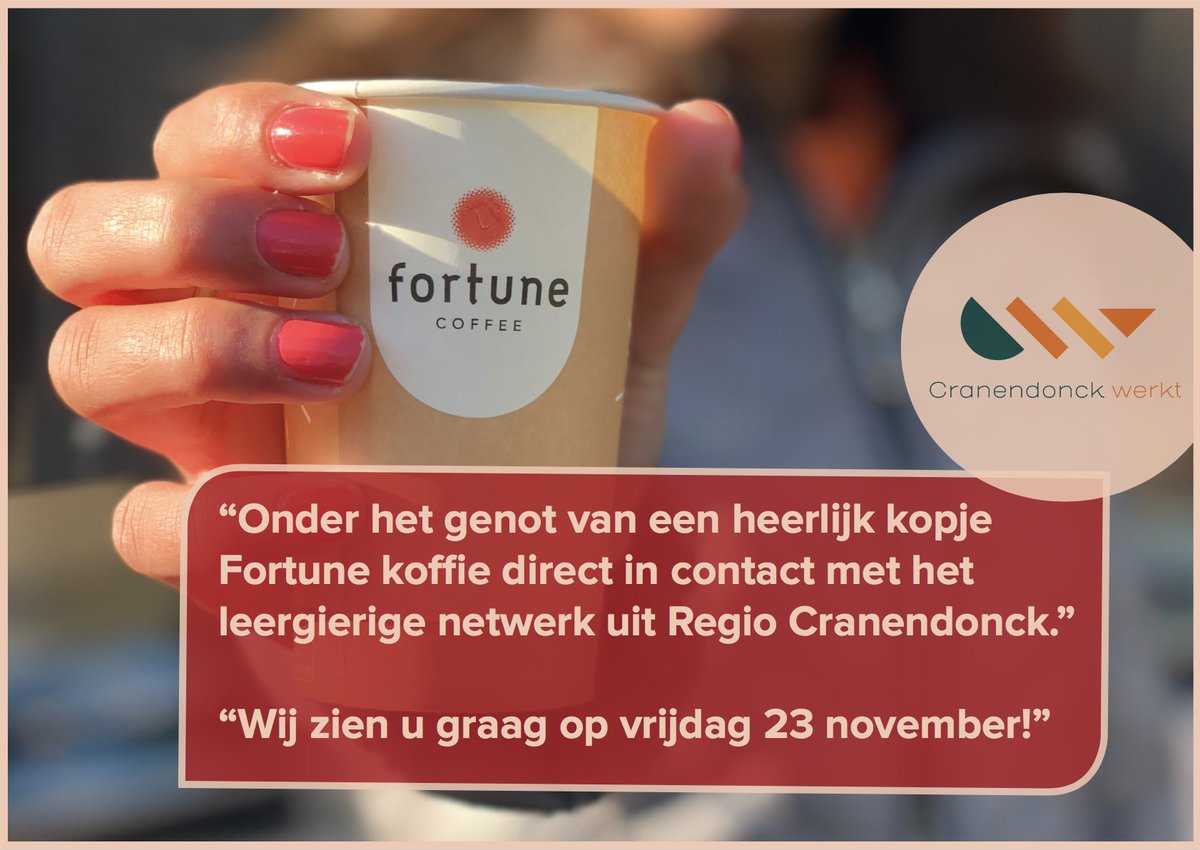 CWerkt's tweet photo. Fortune Coffee, altijd een goed idee! Zien we je op de banen- en stagemarkt voor een lekker kopje koffie en een goed gesprek? https://t.co/m2cegHJex7
