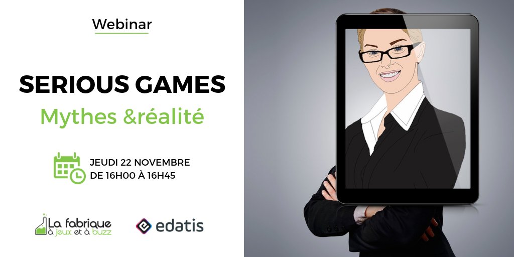 edatis's tweet photo. J-7: Webinar: Serious Games : Mythes ❌ &amp; réalités 👌
🗓️ Jeudi le 22/11 à 16h
Inscrivez vous! 👇
https://t.co/5MwILsP8OA https://t.co/Vm2tvKVuNQ