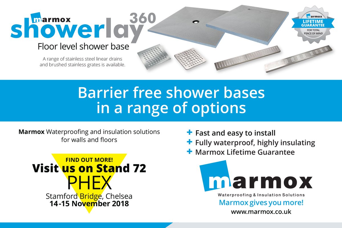 MarmoxUK's tweet photo. Install a Shower base easily and fast with Showerlay?
#PHEXChelsea, @PhexShow stand 72! #PHEX2018 https://t.co/hrNIkmAh78