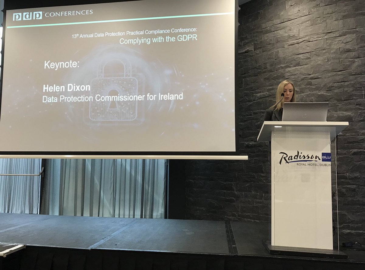 EUstaran's tweet photo. @DPCIreland rightly reminds us that investigations take time and #GDPR enforcement actions (especially fines) will be challenged in court, so we can expect utmost diligence from her office plus close cooperation among regulators. #pdpconference https://t.co/PWoEs9P3LN