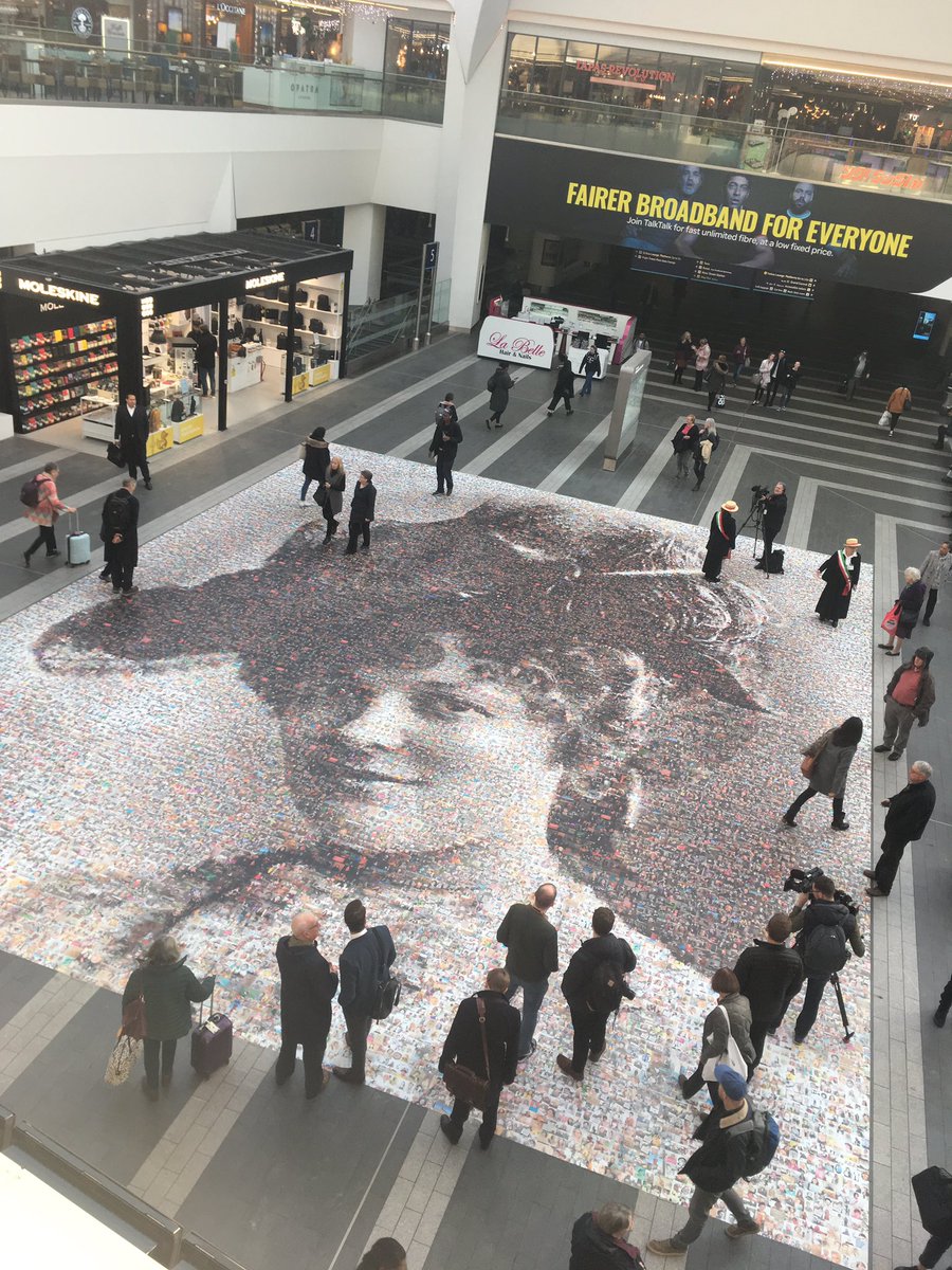 The ‘Face of Suffrage’ at Birmingham New Street is a floor-based photo mosaic revealing the face of a Suffragette with a ‘daring and brave’ story to tell. The artwork commemorates 100 years of the women’s vote from across the West Midlands and beyond. <a href="/MyBCU/">Birmingham City University</a>