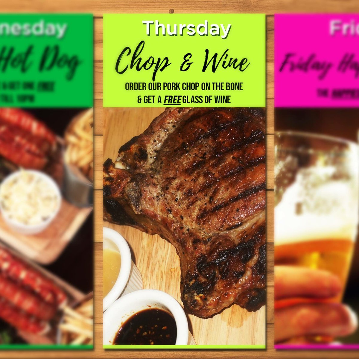 JarrodRawlinsMY's tweet photo. [DAILY PROMO: THURSDAY]🥩🥩
We dedicate Thursdays to our Pork Chop on the Bone, order a scrumptious chop and get a complimentary glass of wine!😋🍷

#JnR #Damansara #Bangsar #ChopNWine https://t.co/gPd3JwuaH9