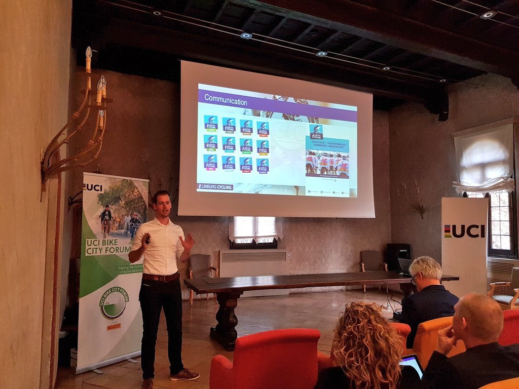 cycling's tweet photo. Next up at #UCIForum, @LimburgCycling shares work in #UCIBikeRegion Limburg-Valkenburg๐ณ๐ฑ. Highlights ๐
- ๐ด๐ดโโ๏ธOver 100 cycling competitions taking place each year
- ๐ฒSafe bike parks and kids activities
- ๐ Clear strategy, branding and communication https://t.co/8UQVC1BwtW