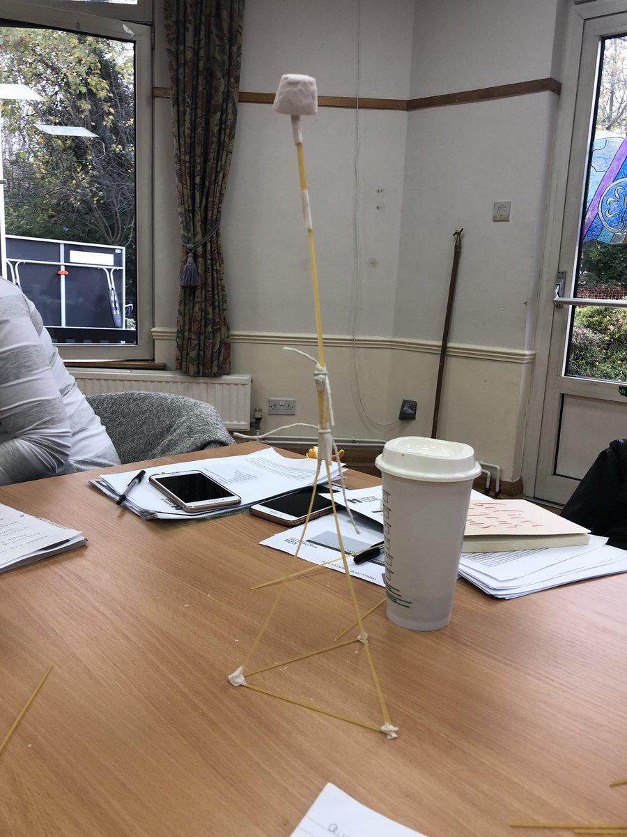 RFLStepUpToLead's tweet photo. The SUTL Intro to QI kicks off with the marshmallow challenge! @rfl_qi @RFL_OD @NAndersonNHS @AmyCruickshank2 https://t.co/mkrVDMFeyg