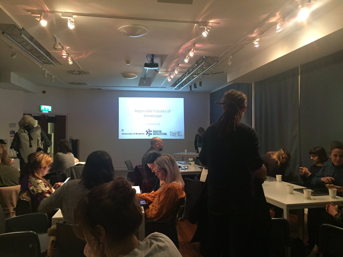 CDCI_Brighton's tweet photo. Impossible Futures of Immersion - Packed event today @uniofbrighton @CDMC_Brighton members @ludologista @donna_close #immersive #experience #design #refig @BrightonDigital #lighthouse @MediaAtBrighton #industry #research #digital https://t.co/KkdKurGX78